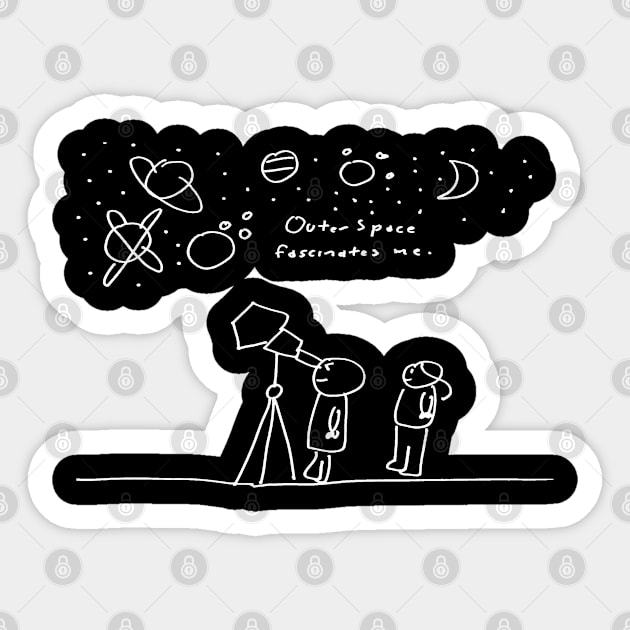 Outer Space Fascinates me white Sticker by 6630 Productions